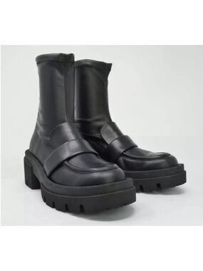 Women's Black Equitare loafer Leather Booties size 38